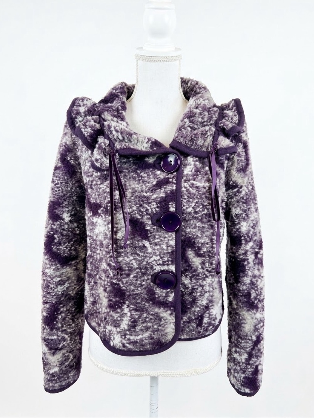 Sandro Ferrone Made in Italy Purple Wool Blend Statement Jacket Size 42 (Medium)
